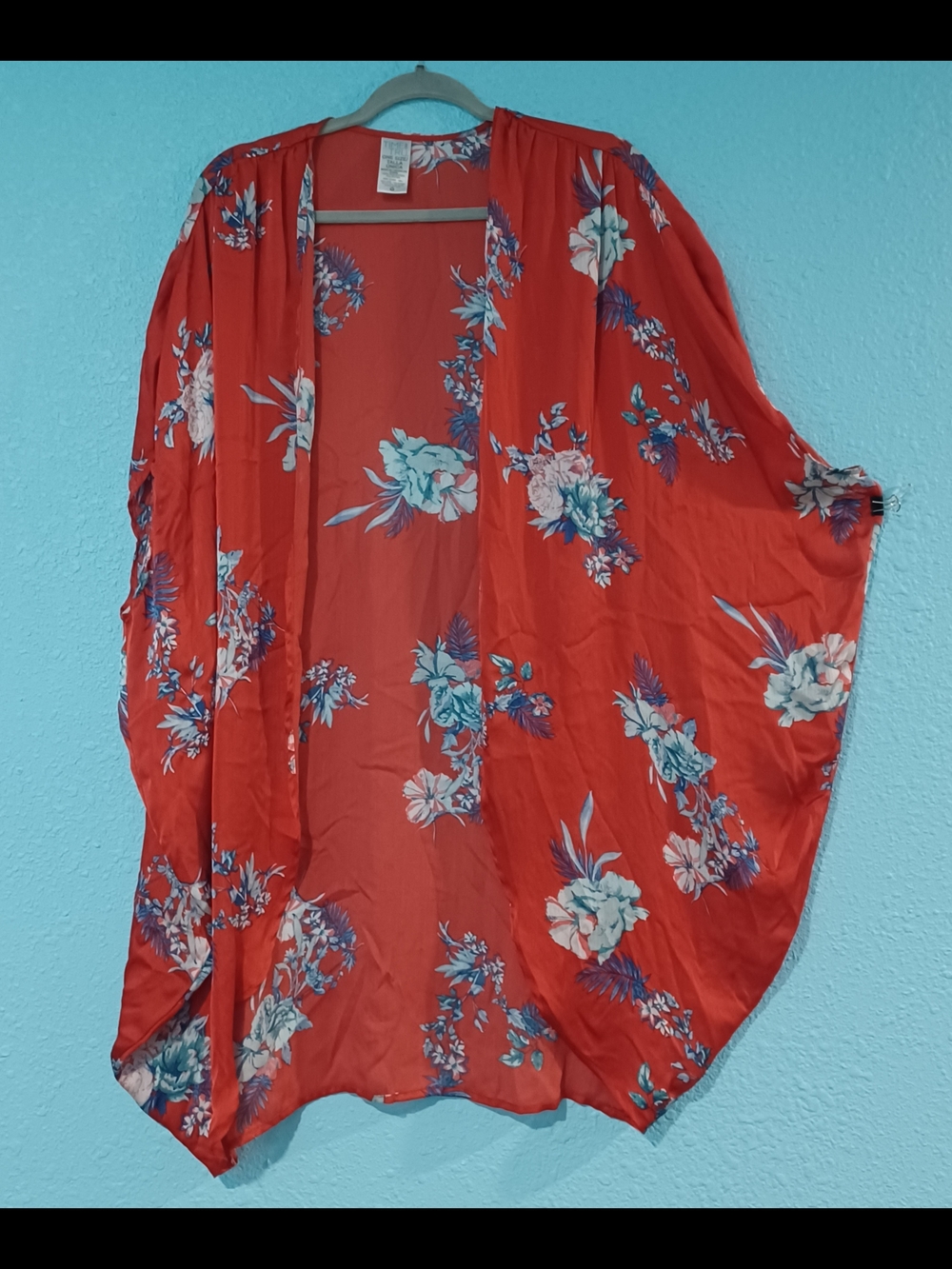 Time and Tru Kimono Cardigan Cover-up floral Boho Festival Beach Pool ONE SIZE